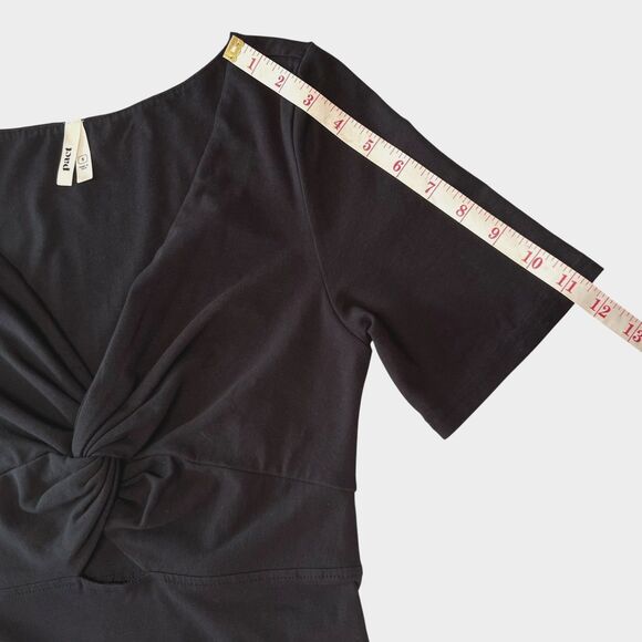 Pact Women's Luxe Jersey V-neck Knot Maxi Side Slit Dress Size Small Black - Picture 13 of 15